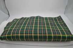 Yarn-dyed Metallic Holiday Plaid Fabric Green Black Gold and Red 11.75 Yds 44″
