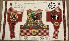 The Kesslers CONCORD’S AMERICAN HOMESTEAD VEST Fabric Panel USA Farm Cow Barn