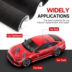 Suede Auto Headliner Fabric with Foam Backing – Interior 120″ L × 60″ W 1 Black