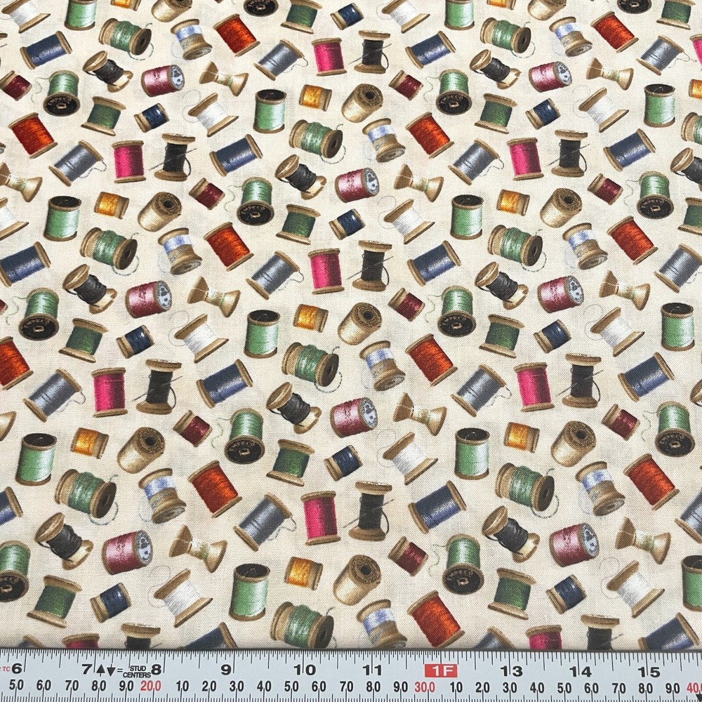 Sewing Thread & Needle Elizabeth’s Studio Beige Cotton Fabric by the HALF YARD