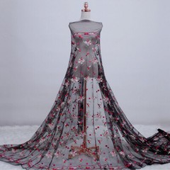 1 Yard 3D Flower Embroidery Lace Fabric Tulle Material DIY Wedding Bridal Dress