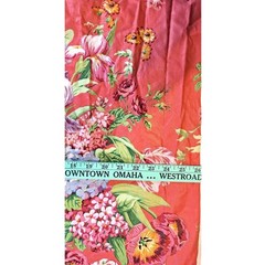9 Yds Floral Upholstery Fabric 54″ Wide Red Cottage core Botanical Garden Print
