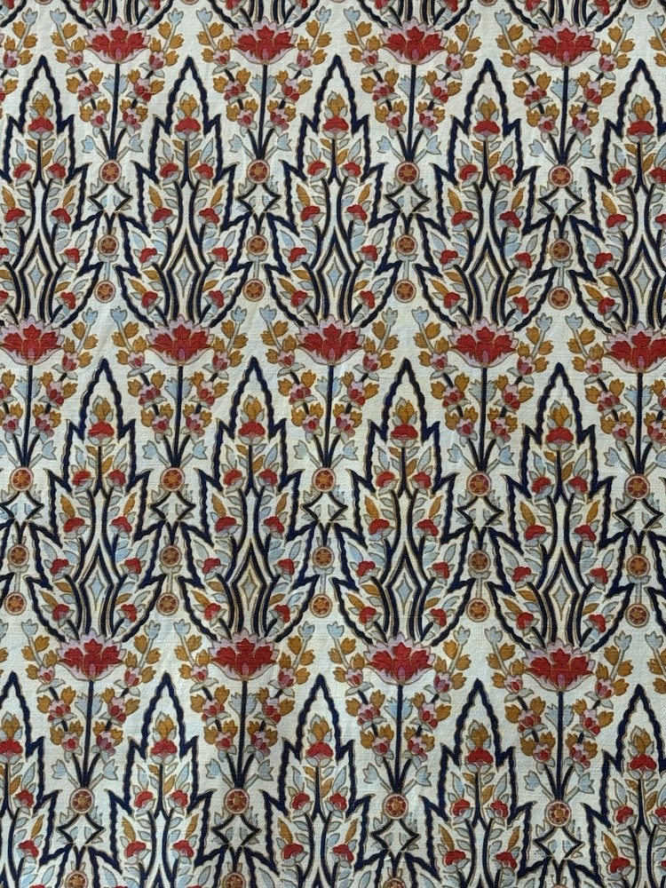 John Robshaw Marmar Kashmir Hand Blocked Fabric 2 yds 54″ W Linen Cotton