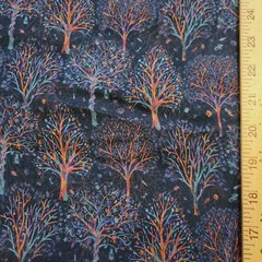 Liberty of London SILK GEORGETTE – “The Artists Tree” Orange Trees on Navy Blue