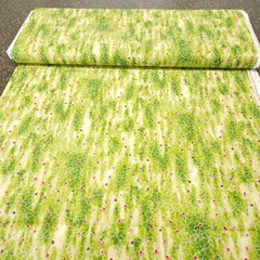 Ariel BTY Studio 8 Quilting Treasures Pink White Watercolor Floral on Greem