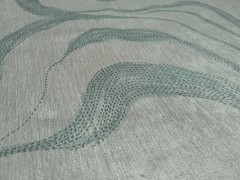 Designer Abstract Silver Gray Pearlescent Velvet WavyTeal Hash Lines BTY Sleek!
