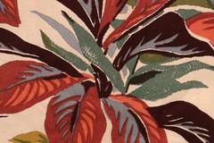 36″ L x 50″W Vintage Tropicana Hand Printed Fabric Large Tropical Flower Leaf