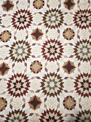 VTG Teal Rose Burst Floral Cotton Fabric 3 Yards Cottage Primitive Rustic NOS