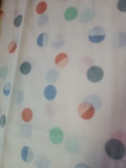 Vntg Sewing Fabric Wamsutta MOD Polka Dot Pastel Blue Green Peach 20×45″ Cotton