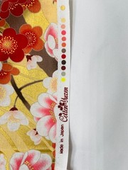 Japanese Cotton Fabric – Plum Blossom Floral Pattern Gold Yellow (1 Meter)