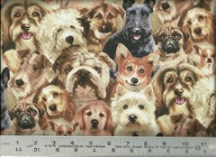 Elizabeth Studio ~ Realistic Puppies Dogs Faces 2 ~ 100% Cotton Quilt Fabric BTY