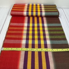 Kimono Fabric by the Yard, Deadstock, Wool Blend, Bright Stripes & Plaid