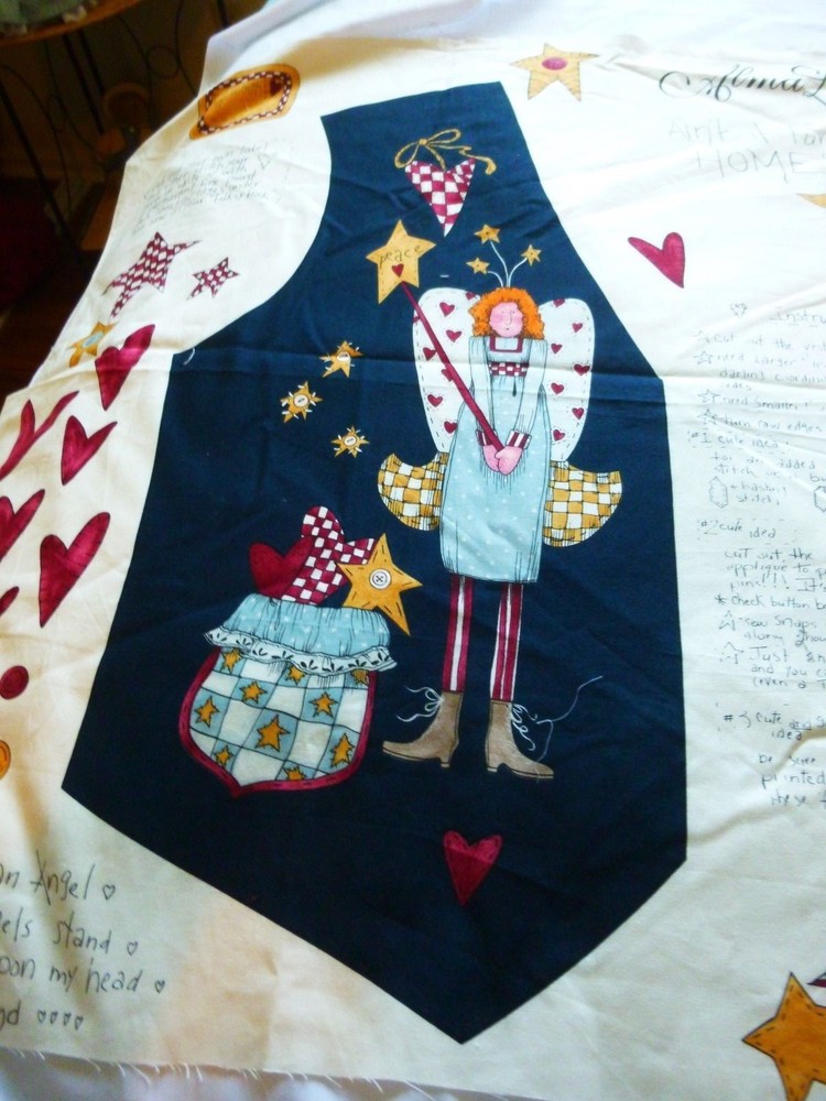 Alma Lynn Folk Art Angel vest panel-one size-fronts attach to shirt