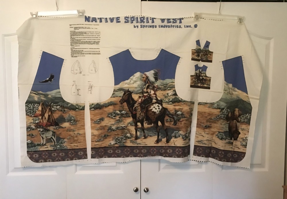 VTG Spring Industries Native Spirit Vest Cut & Sew One Size Horse Eagle Print