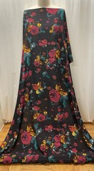 100% Silk Crepe De Chine Stunning Bold Floral Print Fabric By The Yard 55″ Wide