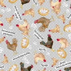 Feline Drive Fabric RISE ‘N SHINE Hen House White – Fat Quarter (18″x22″) FQ