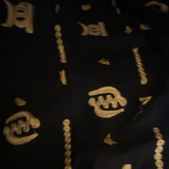 Black/Gold Cotton Fabric Metallic Geometric Symbols Pattern Print