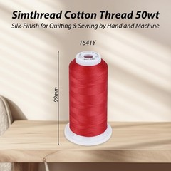 Simthread 100% Cotton Thread 50wt Black for Sewing Quilting Machine | 50-Weig…