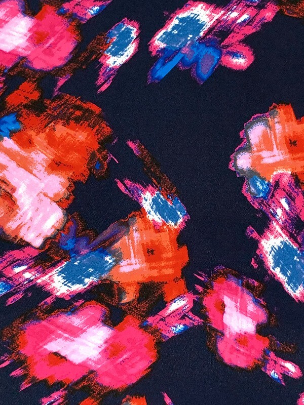 Rose Abstract Crepe Fabric Dress Blouse Apparel Red Floral By the Yard