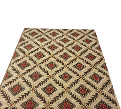 DESIGNER FLORAL ROSETTE VELVET BEIGE RED GEO FLORAL VINE FABRIC 2 YARD 43″W