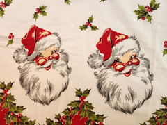 VIntage 50s Christmas Border Print Santa Claus 8 yards 34 W Extremely Rare MCM