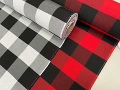 Dobby Buffalo BIG Checks Plaid Fabric Scottish Royal Stewart 140cm wide BLACK