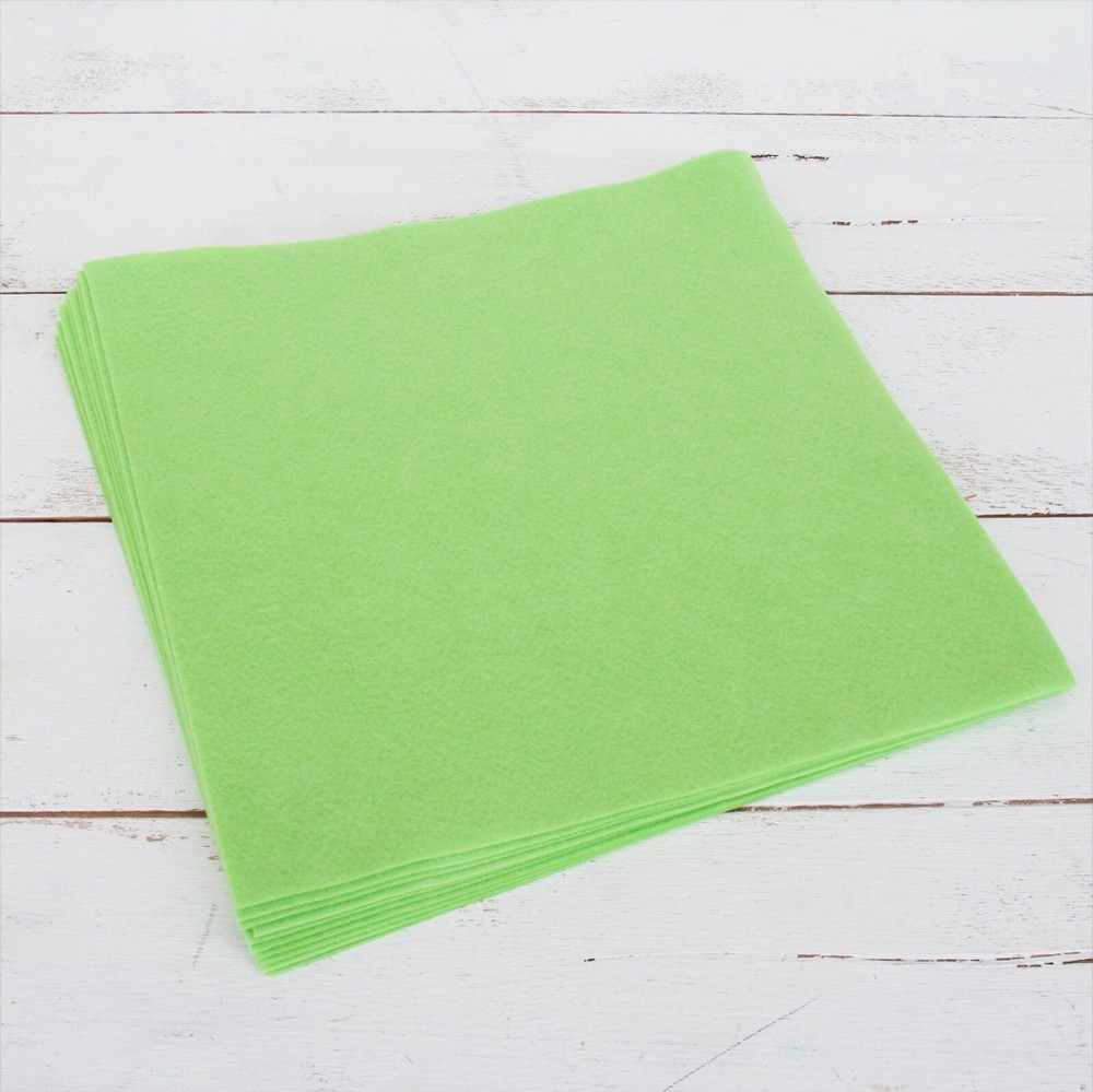 Premium Felt Sheets 10 Pack – 12″ x 12″ – Lt. Green – Soft Wool-Like 1.2mm
