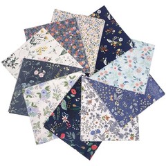 10 PCS Blue Floral 18×20 inch Cotton Fabric Fat Quarters for Crafts Sewing