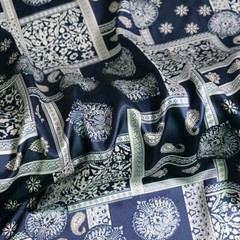 1Yard Soft Silky Satin Fabric Retro Paisley Plaid Patchwork charmeuse Material