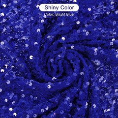Sequin Fabric Bright Blue, 2 Yards Length 3.9 Feet Wide Velvet Fabric for Craft