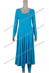 Deanna Troi Costume for Star Trek Commander Cosplay Blue Stretchable Dress