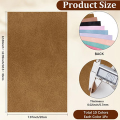 10Pcs 10 Colors Faux Suede PU Leather Fabric Soft Smooth Frosted Synthetic