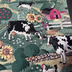 VTG 90s Joan Kessler Concord Fabrics Farm Print Cotton Fabric 5+ yds x 44 in USA