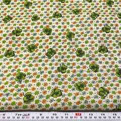 Vintage Clovers & Florals on Cream Cotton Blend Fabric by the Half Yard 18 x 45