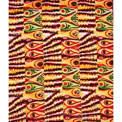 African Print Chiffon Fabric – Yellow, Red, Black, Green “Khemet Pepper”, ~2 Yds