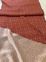 Vintage Japanese kimono silk fabric /floral, smooth weave, red RA08