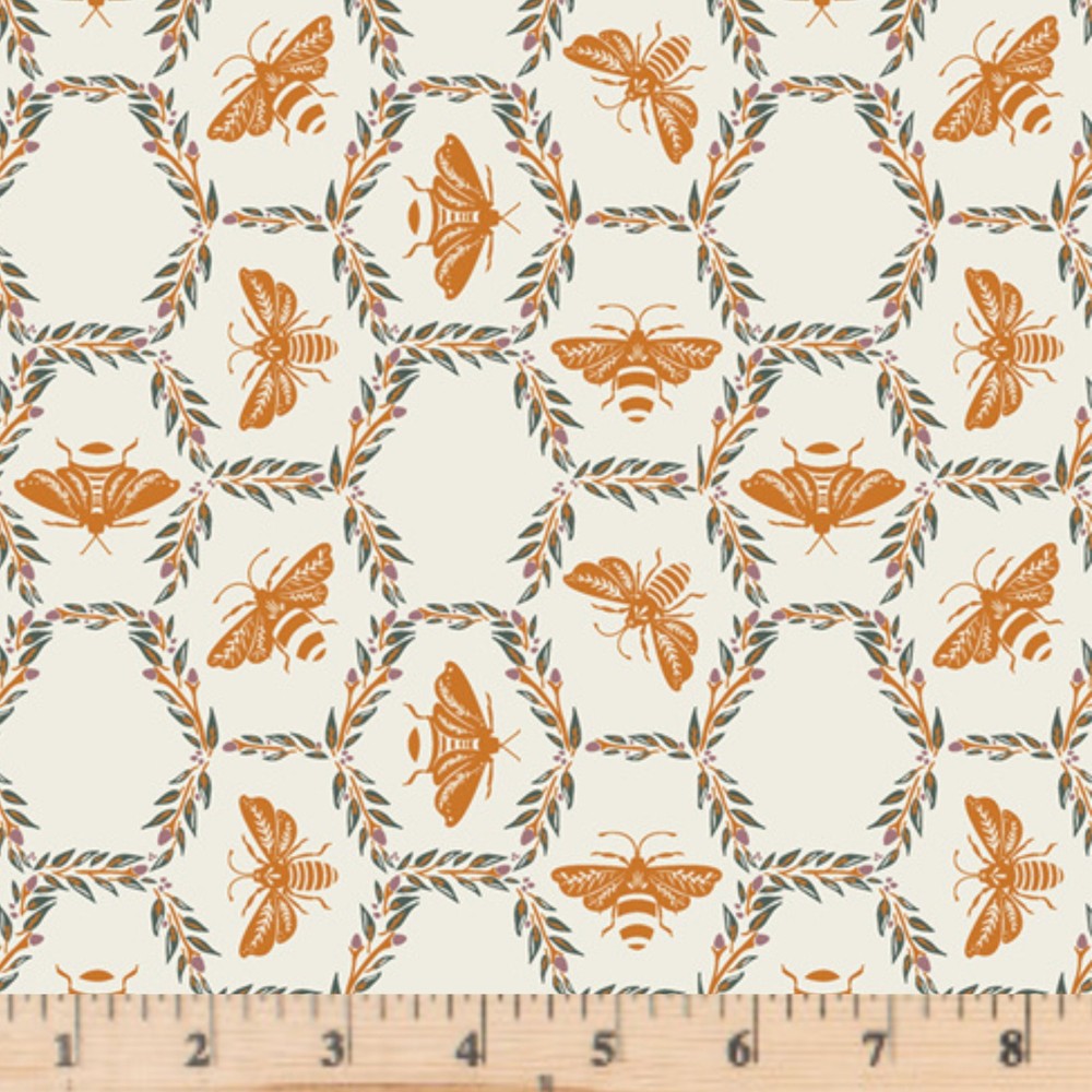 Season & Spice Bee Wreath AGF 26612 Cotton Fabric half yd cont cuts