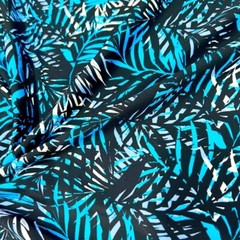Swimwear FabricBlue Leaves Print 4-way Stretch 60″ By the Yard