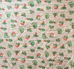 Vintage 1970s Spring Mills Quilted Fabric Elves Snails Mushrooms 45” x 54” 1.5yd