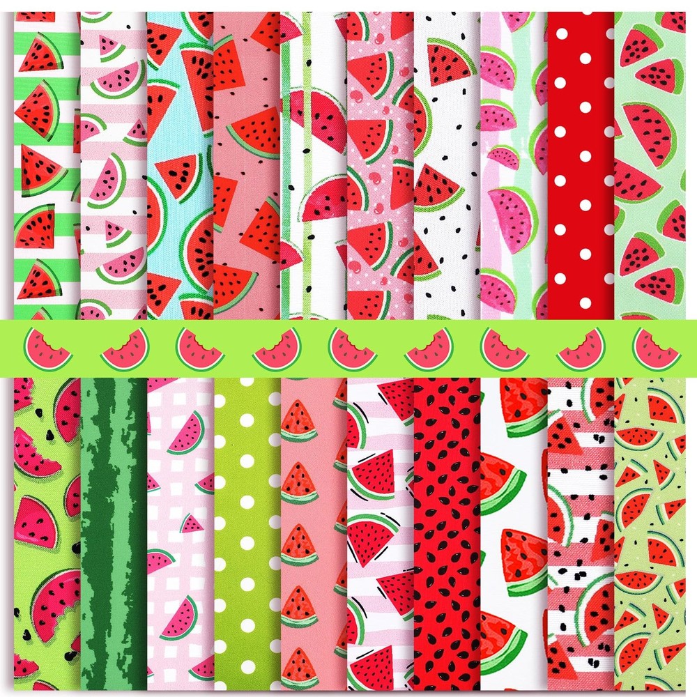 HunnmingRe 20 Pcs 10”x10” Watermelon Quilting 10 x 10 inches, Bright Colors
