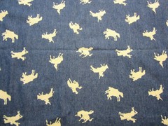 2 Pieces of Cowboy Fabric Flannel is 7/8 Yard Lightweight Denim is 3/4 Yard