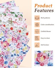 eZAKKA 8 Pack 10x10in Pink Floral Fat Quarters, Rose Print for Quilting DIY |…