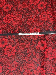 1 Yard Vintage Wamsutta Red Black Floral Cotton Quilting Fabric Poinsettias?