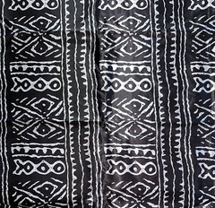 African Print, Satin Fabric – Black, White “Meroitic Chapter”, Yard or Wholesale