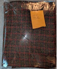 100% Felted Wool Fabric Remnant ~480 GSM Blanket Weight Plaid Red 35×42 VTG