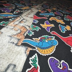 Vintage 80s Colorful Dinosaurs Print Fabric Approx. 60” x 18”