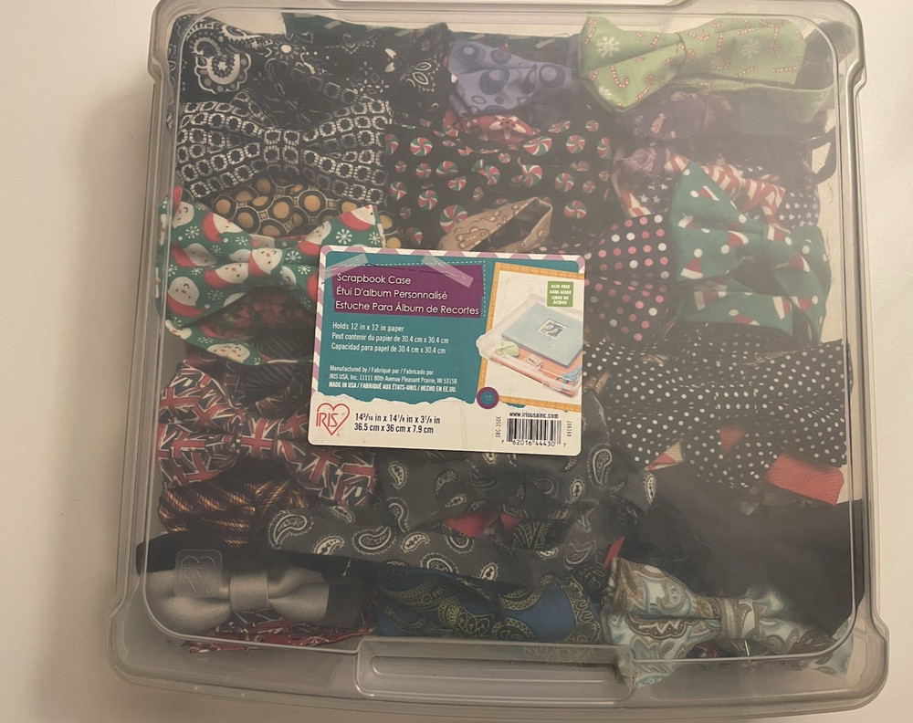 Lot of 29 Handmade Fabric Bow Ties + Fabric & Supplies | Pre-Tied Adjustable