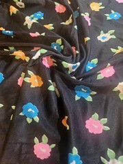 2 Yd 8 In Black Stretch Fabric with Bright Colored Floral Design for Sewing DIY