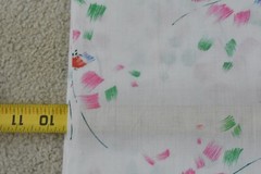 By 1/2 Yd, Red Green Pink Floral Sprays on White Poly-Cotton, Summer Dress,M3760