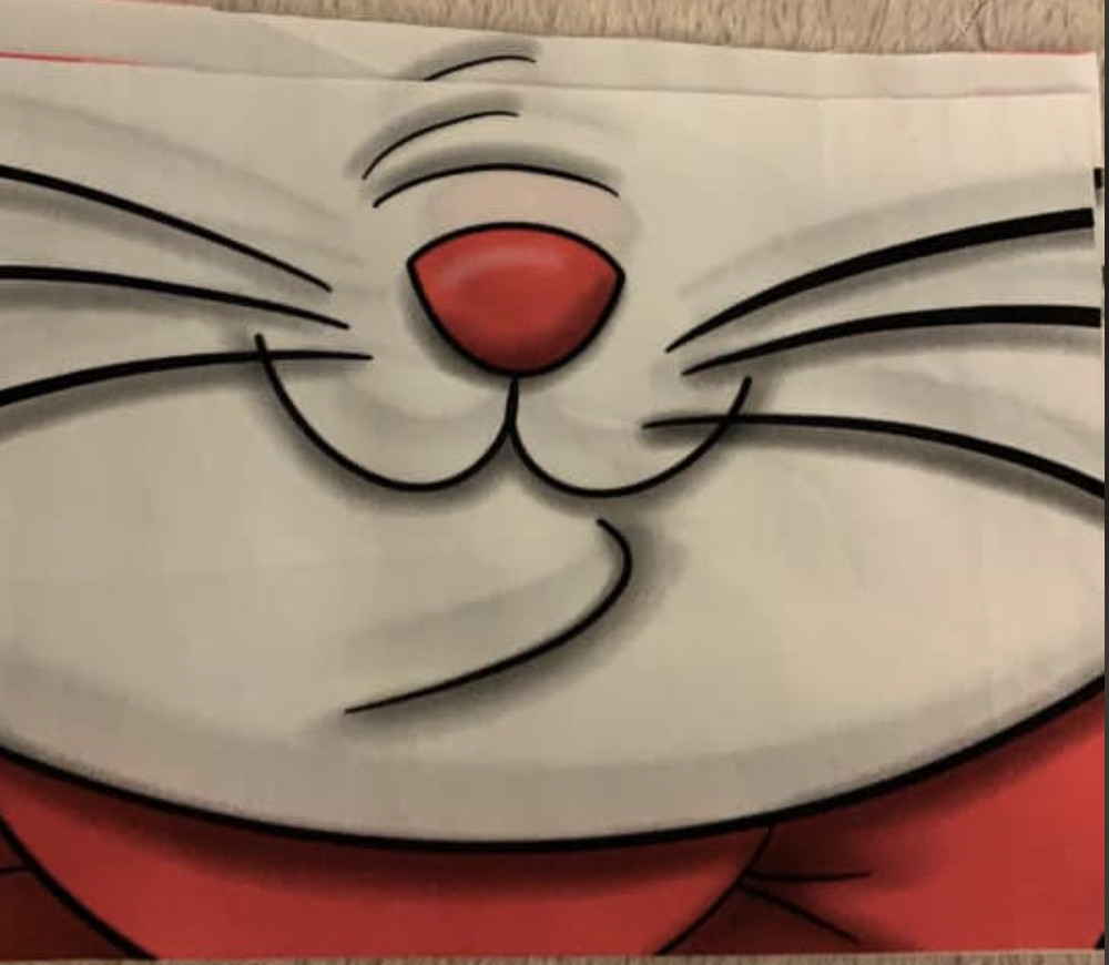 Aristocats Marie Inspired Mouth Panel 100% Cotton Woven Child Size 5×7.5”